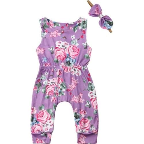 0-24M Newborn Kids Baby Girls Clothes Floral Romper Elegant Summer Sleeveless Jumpsuit Cotton Cute Princess Outfits Sunsuit