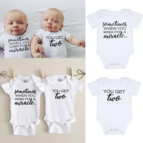 Newborn Twins Baby Boys Girls Clothes Bodysuit Playsuit Matching Outfits Size 0-24M