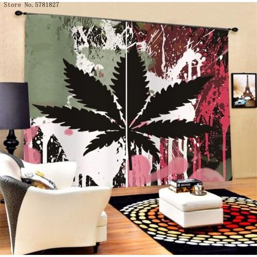 Maple Leaf Window Curtains 3D Print Colorful Plants Curtains Home Textile Window Treatments For Living Room Window Drapes Decor