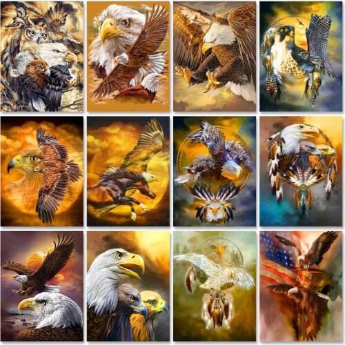 PhotoCustom Paint By Numbers Eagle Oil Painting By Numbers On Canvas 40x50cm Frameless DIY Scenery Home Decor Draw Number