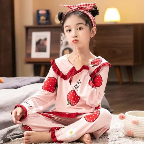Cotton Girls Pajamas Sets 2020 Autumn Long Sleeve Childrens Sleepwear Set Cute Pajamas Girls Pyjamas Sets for Kids Nightwear