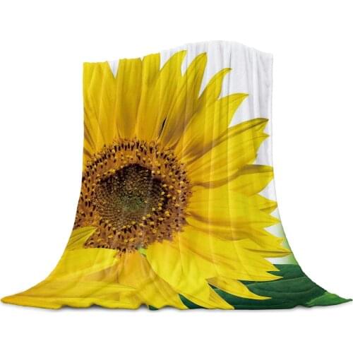 Sunflower Closeup Printed Fleece Blanket Bed Throw Soft Bedspread Sheets Sofa Gift Customized Blankets