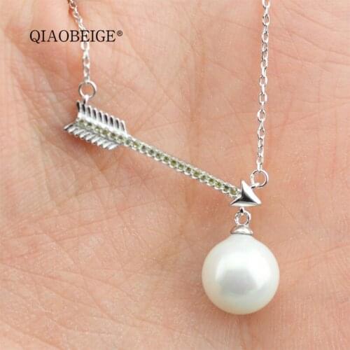 QIAOBEIGE semi product pendant necklace mount for pearl necklace making, jewelry findings making supplies arrow design sale