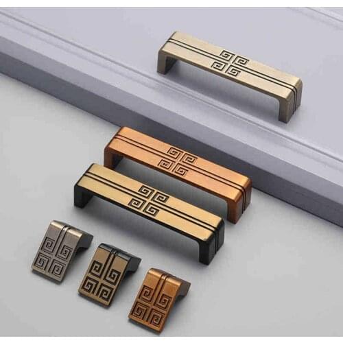 Chinese-style Cabinet Door Pull Hand-green Bronze Cabinet Wardrobe Doorknob European Drawer Single-hole Home Metal Small Handle
