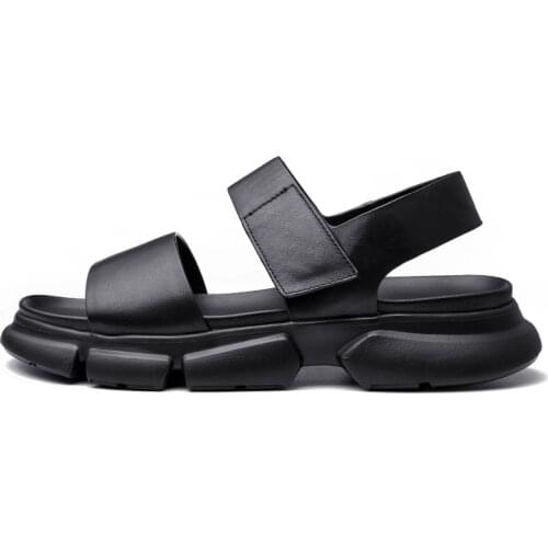 Casual sandals genuine leather open toe black strap summer italian native 2019 designer shoes men high quality famous brand