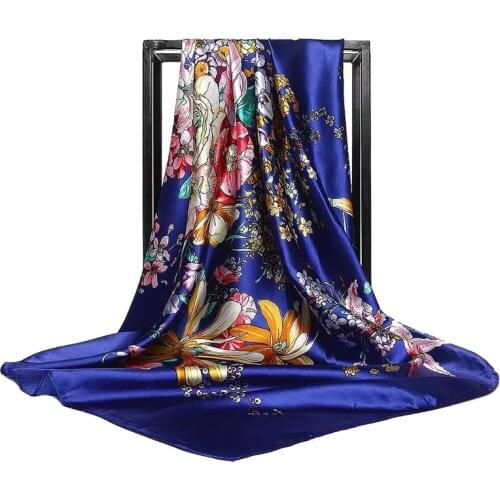 National Style Womens Head Scarves Aestheticism Flowers Bird Printing Retro Shawl Retro Fashion Female Sex Big Square Scarf