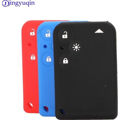 Jingyuqin Remote Car Key Silicone Cover Case For Renault Laguna Espace 3 Buttons Card Holder