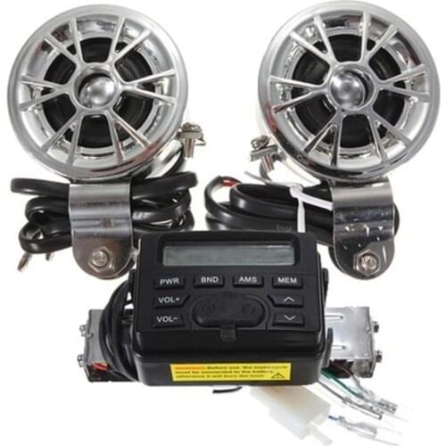 Motorcycle Waterproof Handlebar Mount Audio System FM Radio MP3 Speaker Stereo Boat Marine ATV for Motor / Bike