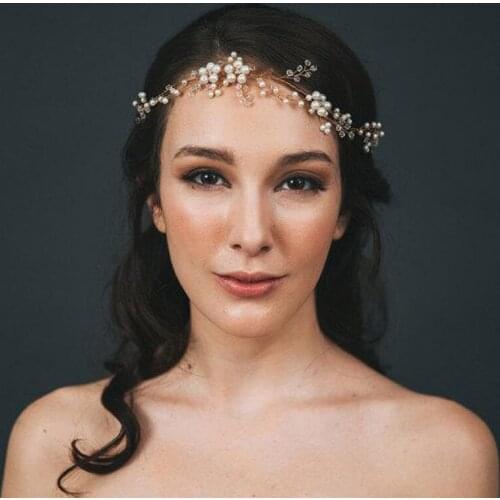 Women Floral Bridal Handmade Imitation Pearl Headband Hair Jewelry Wedding Hair Accessories SANA889