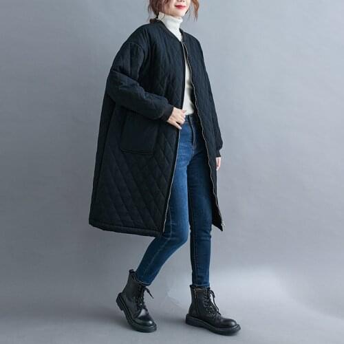 Aransue Cotton Padded Middle Long Coat 2020 New Winter Warm Top Loose Korean Style Out Wear