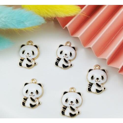 10pcs Enamel Panda Earrings Pendant Charms DIY Jewelry Findings Kawaii Necklace Bracelet Dangle Drop Earring Small Accessory