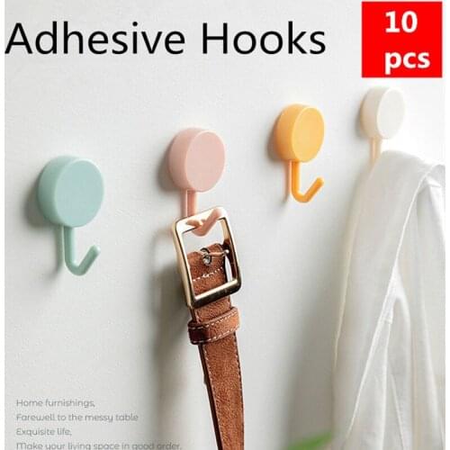 10pcs Adhesive Wall Hooks Hanger Strong Hooks Suction Cup Sucker Wall Storage Holder Receive For Kitchen Bathroom