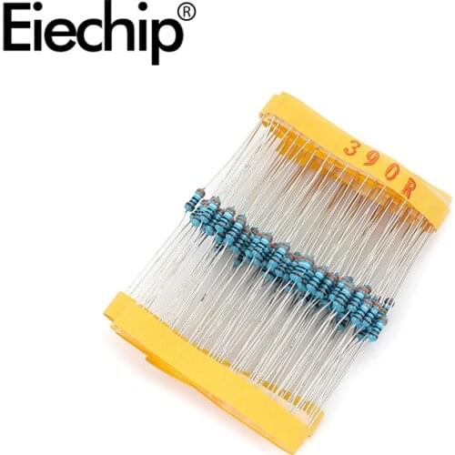 100pcs/lot 1/4W 1% Metal film resistor 390R 0.25W resistance 390 ohm Throught Hole