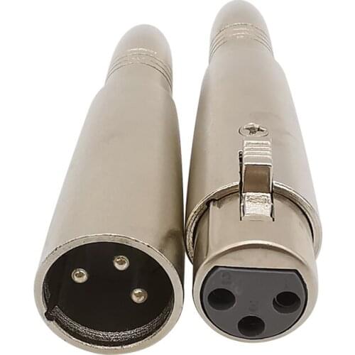 2Pcs Metal XLR 3 Pin Female Male Plug to 6.5mm Female Jack Audio Microphone Mic Speaker Cable Adapter Connector