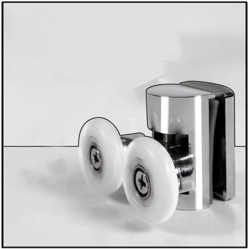 2pcs Heavy Duty Twin Shower Door Wheels Top Rollers Runners Chromed Wheel Sliding Door Bearing Rollers Hardware For Shower Cabin