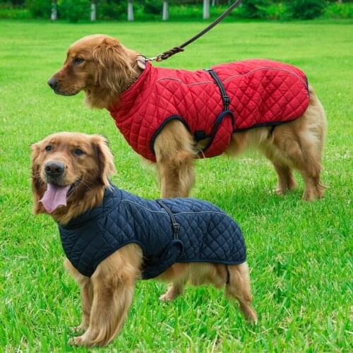 2 Pcs Dog Outdoor Jacket Windproof Reflective Safey Pet Coat Vest Winter Warm Cotton Clothing for Large Middle Dogs Wholesale X2