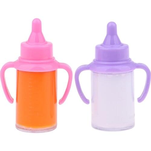 2Pcs Magic Feeding Bottles Juice Milk Bottle Supplies Baby Doll Accessory