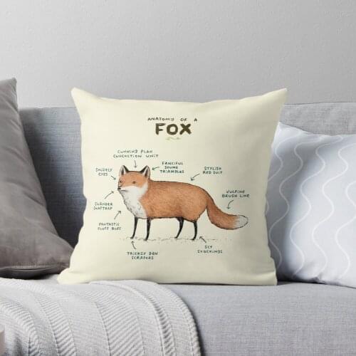 Anatomy of a Fox Throw Pillow Cushion Cover Polyester throw pillows case on sofa home living room car seat decor 45x45cm