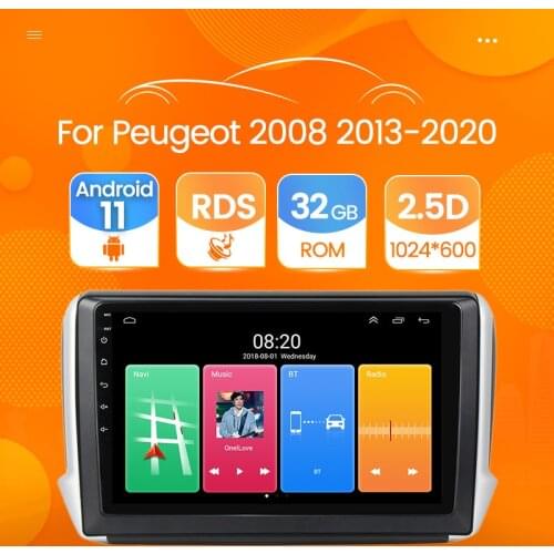 Android 11 Car Radio Multimedia Video Player Navigation for Peugeot 2008 208 Series 2012 2013 2014 -2018 GPS Navi Autoradio WIFI