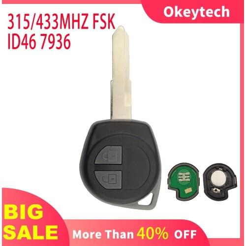 Okeytech 315/433MHz Car Remote Key for Suzuki Swift SX4 ALTO Vitara Ignis JIMNY Splash ID46 7936 FSK 2 Buttons Transponder Key