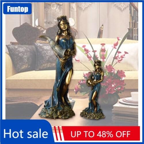 2021 Bronze Greek Goddess of Destiny Statue Fortune Goddess Resin Sculpture Decoration Desktop Home Decoration Gift