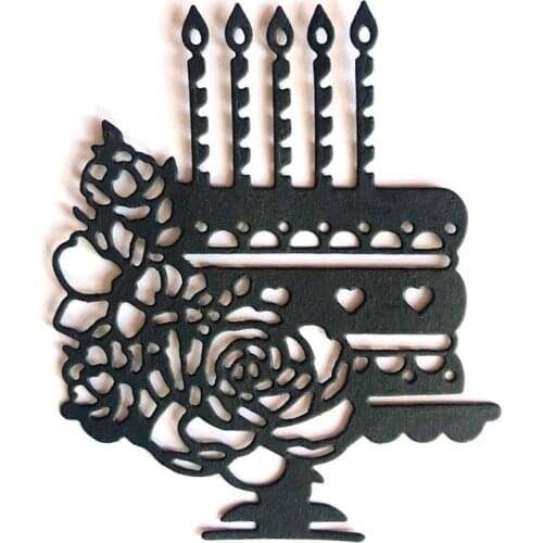 Flower Birthday Cake Metal Cutting Dies Stencil DIY Scrapbooking Album Paper Card Template Mold Embossing Craft Decoration