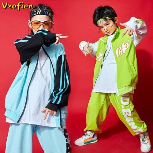 Childrens Hip Hop Dance Wear Girls Long Sleeve Jazz Modern Dancing Costumes Street Dance Ballroom Dancewear Stage Rave Clothes