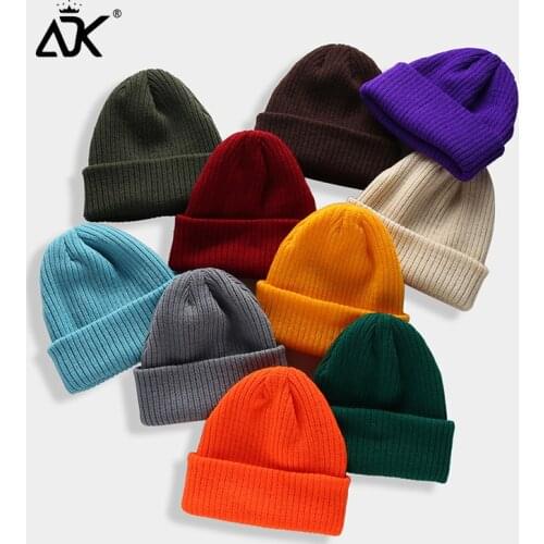 Kid Winter Hats Knitted Cuffed Solid Color Skullcap Brimless Cap Fashion Bonnet Child Beanie Breathable Soft Hats For Boy Girl