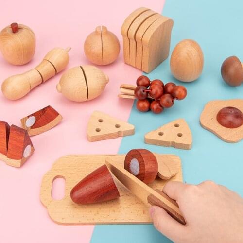 Childrens vegetables, wood, fruits, cuts, music, wisdom, kitchen, hands-on coordination ability, Korean high-end family toys