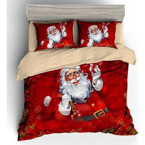 Fanaijia Red Christmas Bedding Set twin size Santa Claus Duvet Cover Set with Pillowcase Children New Years Gift