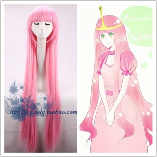 Adventure Time Princess Bubblegum cosplay wig Princess Gumball pink straight long wig pink hair + Wig Cap