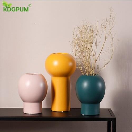 Nordic Simple Morandi Color Ceramic Vase Living Room Decoration Dried Flower Flower Arrangement Creative Home Decoration