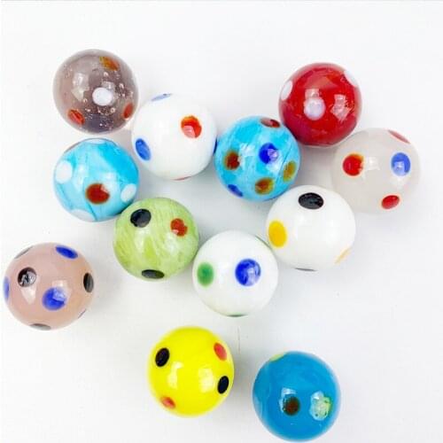 12pcs 20mm Glass Ball Cream Console Game Pinball Machine Cattle Small Marbles Pat Toys Parent- Child Beads Bouncing Ball Sports