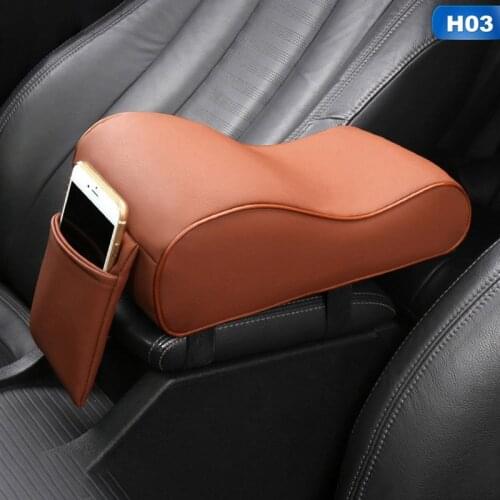 For Leather Car Central Armrest Center Console Styling Pad Black Auto Comfortable Arm Rest Seat Mat Cushion Pillow Cover