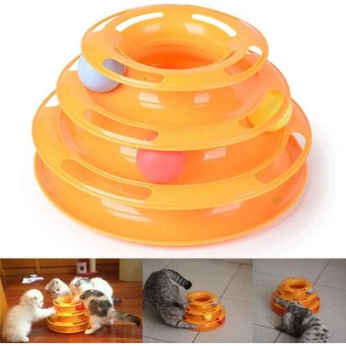 Creative Cat Toys Kitty Interactive Pets Toy Cats Training Intelligence Amusement Plate Trilaminar Crazy Ball Disk Rides Shelf