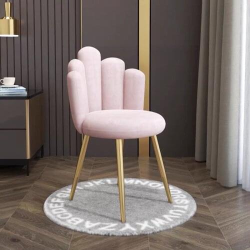 Backrest Chair Nordic Light Luxury Simple Creative Pure Iron Bracket Bedroom Chair Net Red Soft And Comfortable Makeup Chair