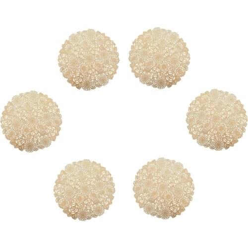 Round Gold Placemats Set of 6 Elegant Fancy for Dining Table Holiday Wedding Decorative Placemats