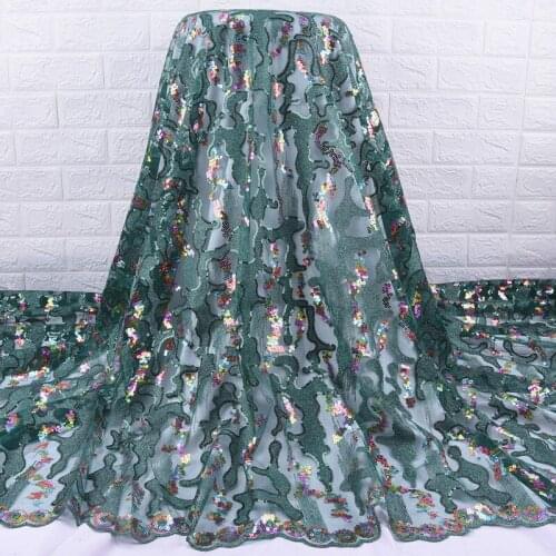 Zhenguiru 2020 Milk Fabric Colorful Sequined African Lace Fabric Tulle French Fabric Embroidery Nigerian Fabric For Party A2023