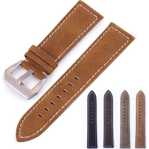 Matte Faux Leather Thread Thicken Watchband Pin Buckle Wristband Watch Belt