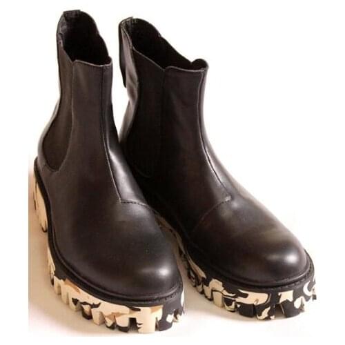 New winter camouflage men ankle boot genuine leather men shoes fashion platform shoes chelsea boots mens boots