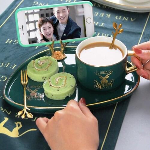 Nordic Style 230ml High Grade Ceramic Coffee Cups Saucer Sets Luxury Mug Top Grade Porcelain Tea Cup Cafe Party Drinkware