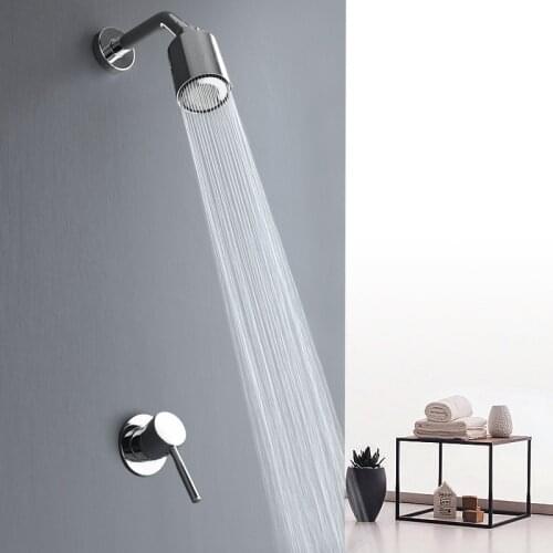Wall Mounted Bathroom Rain Shower Faucets Set Concealed Chrome Shower System Hot & Cold Brass Mixer Faucet Single Handle Shower