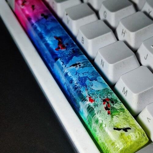 New Original Handmade Blue Purple Gradient Lake Loi Fish Custom Made Keycap OEM