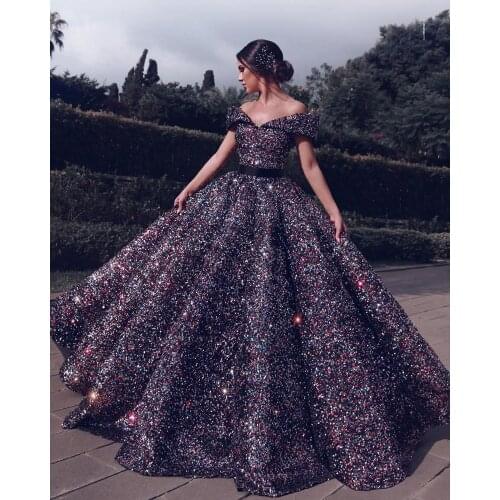 New Dubai Sweetheart Sexy Luxury Indigo Blue Prom Dresses 2020 Sequined Off Shoulder Evening Party Gowns Custom Made