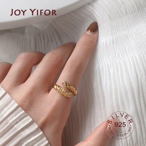 New Gold Color 925 sterling silver Twisted Croissants Threads Geometric Rings for Women Minimalist Chunky Vintage Jewelry
