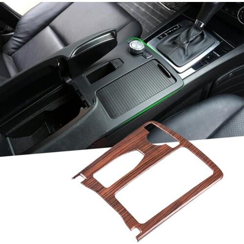 Pine Wood Grain ABS Central Console Cup Holder Frame Trim for Mercedes Benz C W204 2008-14 And E Coupe C207 W212 2010-12 LHD