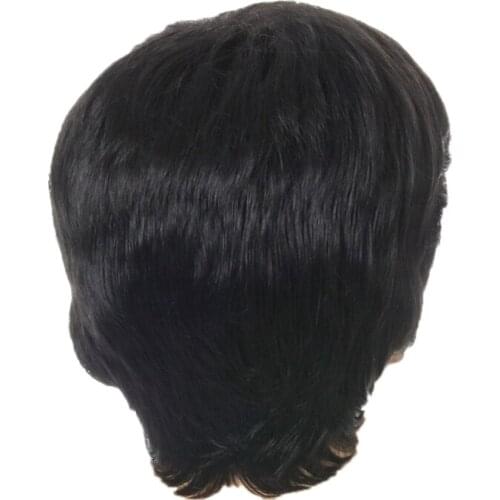 Fashion Wig Short Black Male Straight Synthetic Wig for Men Hair Fleeciness Realistic Natural Black Toupee Wigs