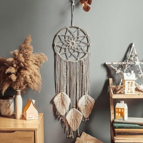 Hand Woven INS Style Dream Catcher Wall Hanging Ornaments Home Decoration Accessories Bedroom Decor Aesthetic
