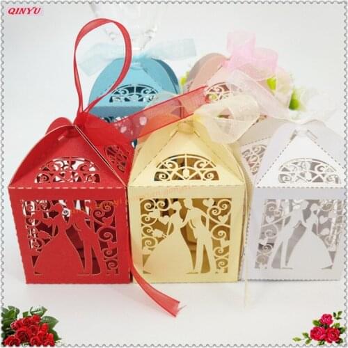 25pcs Candy Box Romantic Couples Gift Box Birthday First Communion Christening Wedding Decoration Dragee Packing Box 7zSH117