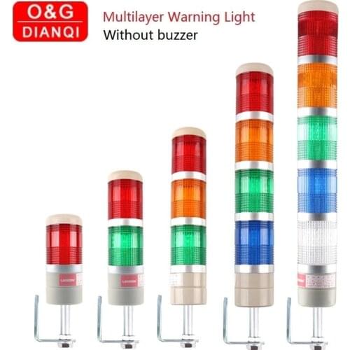Industrial Multilayer Safety Stack Alarm Lamp Side Hanging LED Signal Tower Warning Light DC12V/24V AC110V/220V without Buzzer